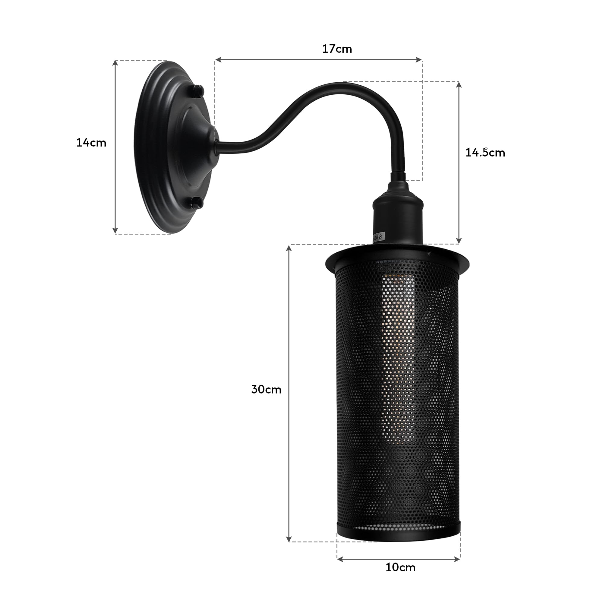 Industrial Vintage Metal Dome Shade Wall Sconce Light with Adjustable Swan Neck