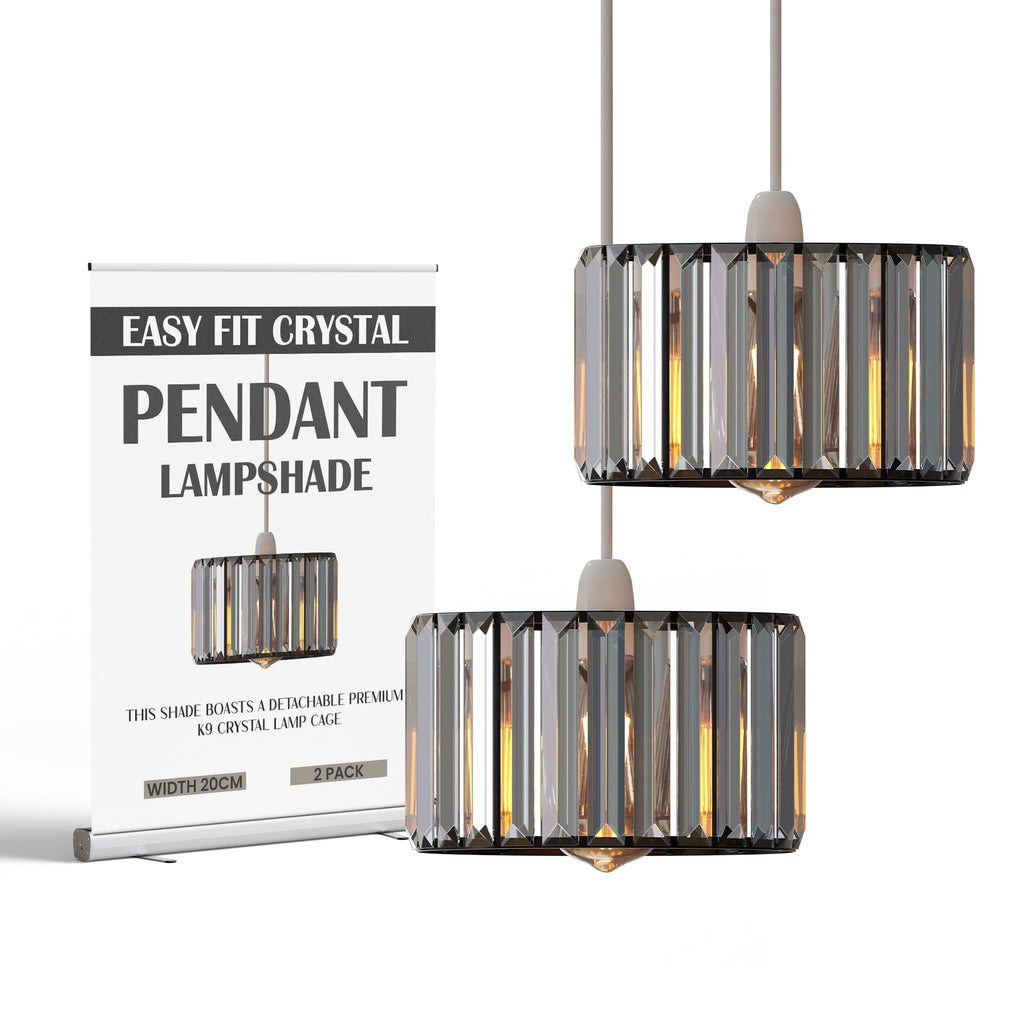 Elegant Crystal Glass Drum Ceiling Lamp Shade - Modern Flush Mount Light Fixture