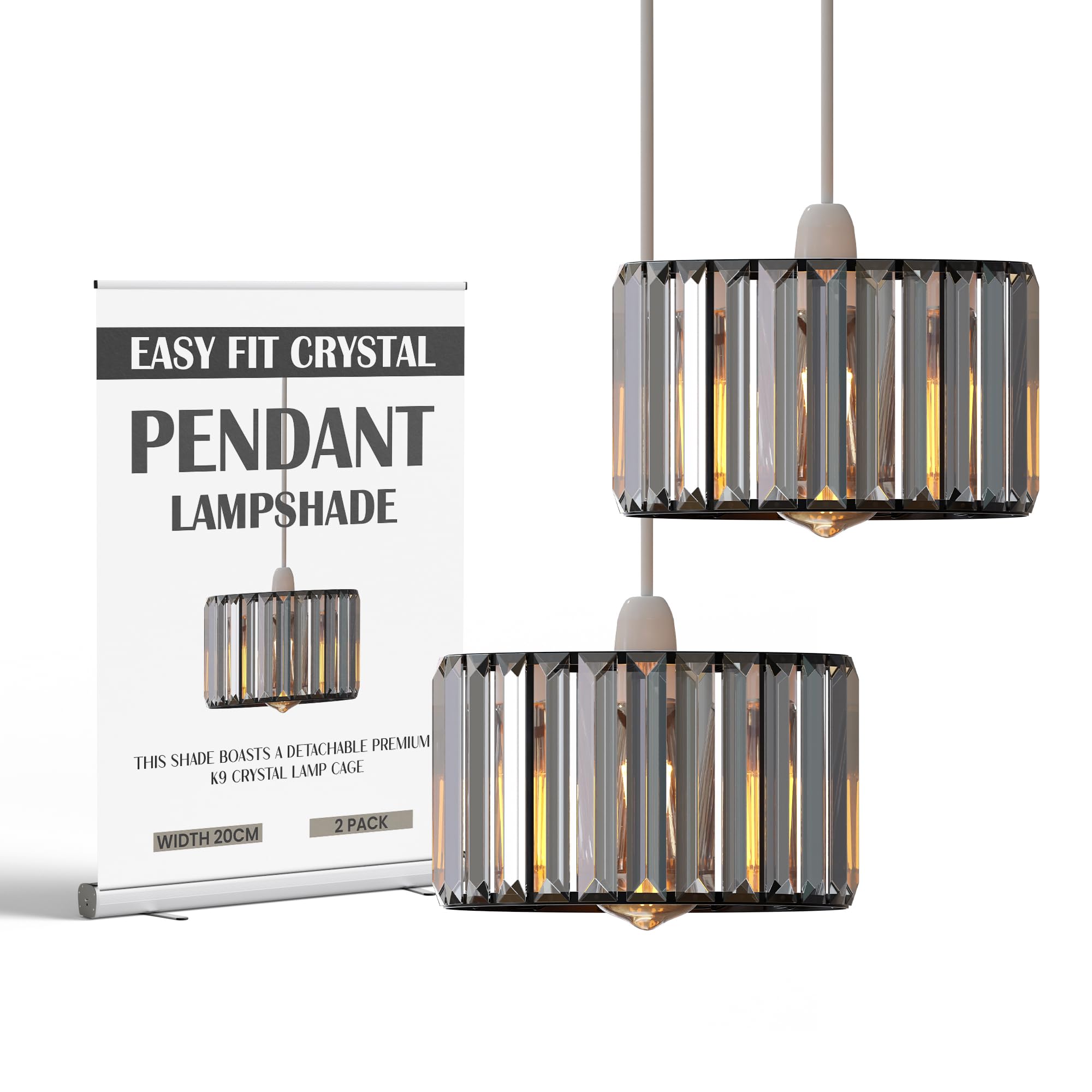 Elegant Crystal Glass Drum Ceiling Lamp Shade - Modern Flush Mount Light Fixture