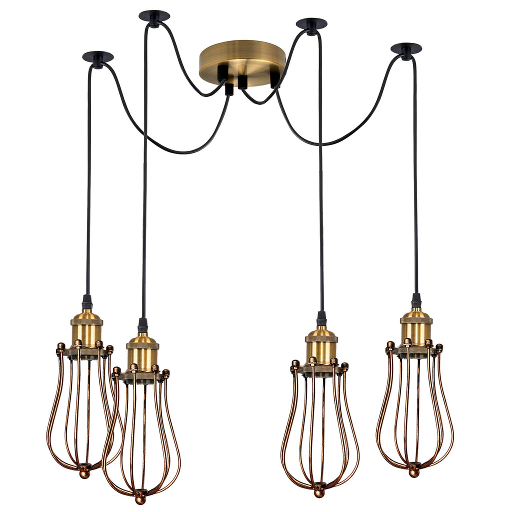 Industrial Modern Copper Finish Adjustable Pendant Light Fixture for Kitchen Home
