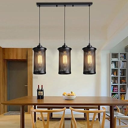 Charming Retro Three-Head Pendant Island Ceiling Light Fixture for Kitchen Dining