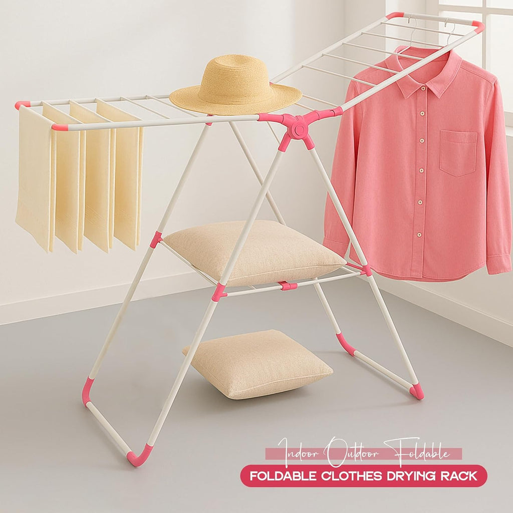 Foldable Compact Multi-Tier Stainless Steel Clothes Drying Rack for Laundry