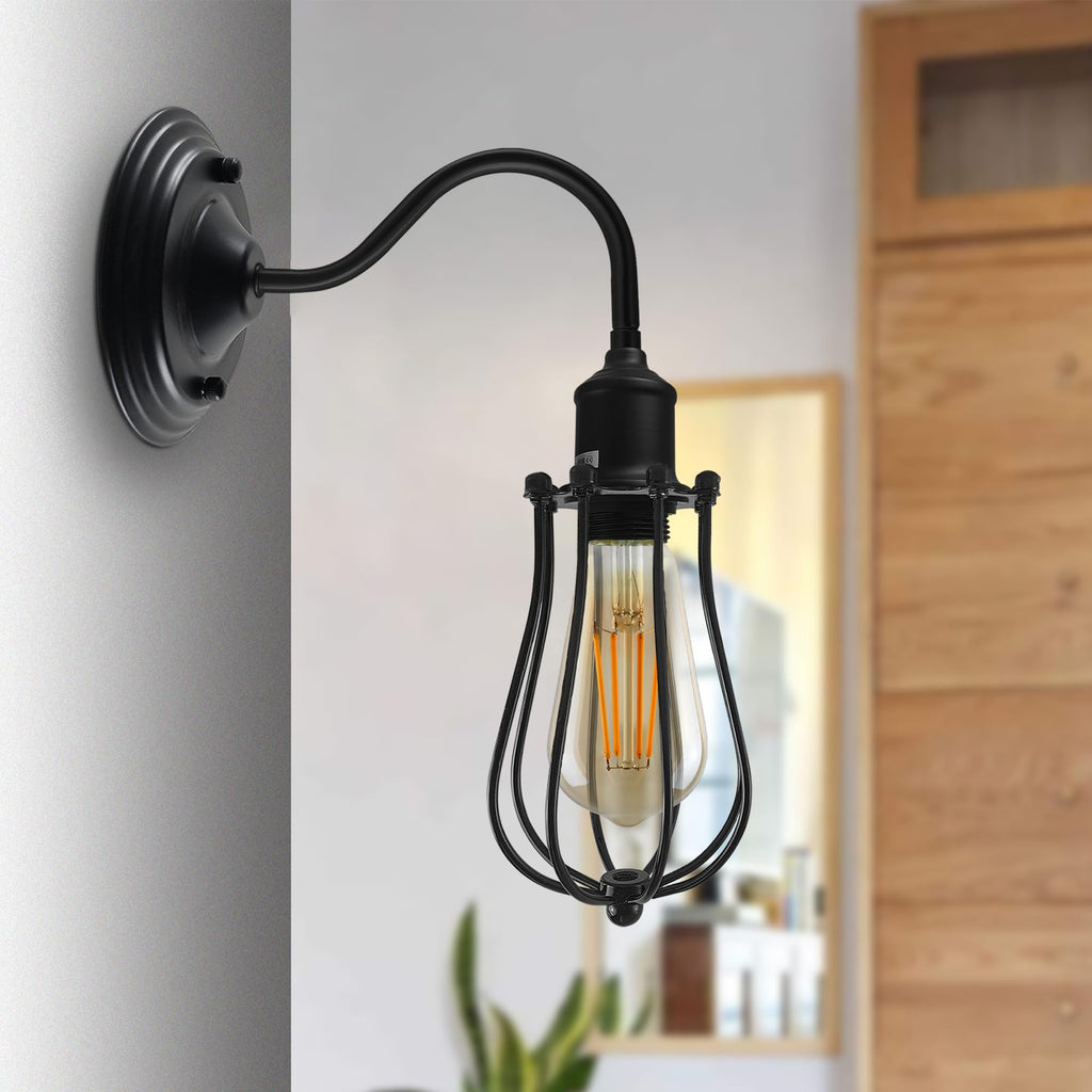Industrial Vintage Metal Dome Shade Wall Sconce Light with Adjustable Swan Neck