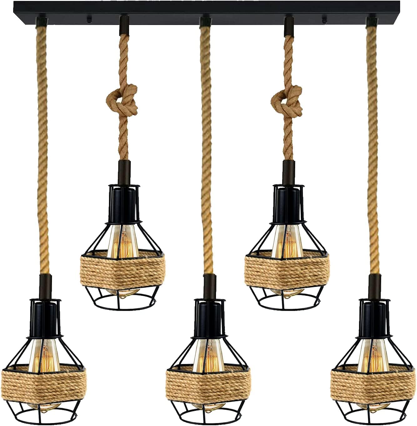 Ceiling Pendant Light Metal Hemp Rope Style ~6203