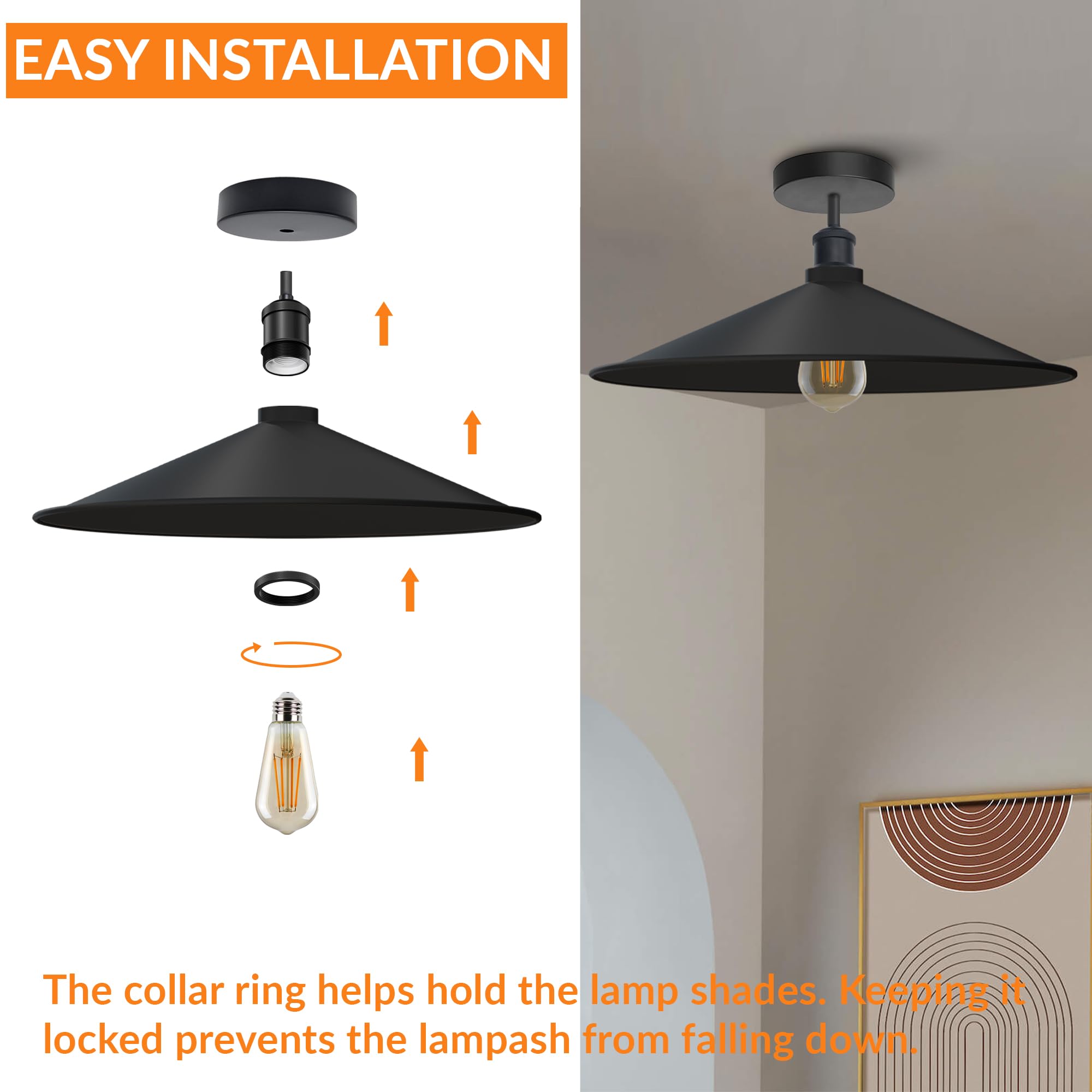 Retro Style Metal Semi Flush Mount Ceiling Light ~6314