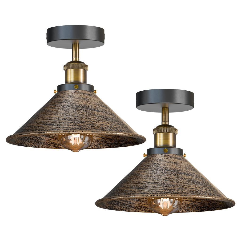 Stylish 2-Pack Modern Semi-Flush Mount Ceiling Lights with Metal Shade