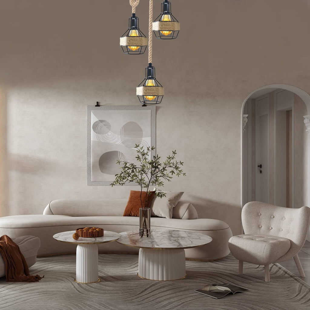 Ceiling Pendant Light Metal Hemp Rope Style ~6203