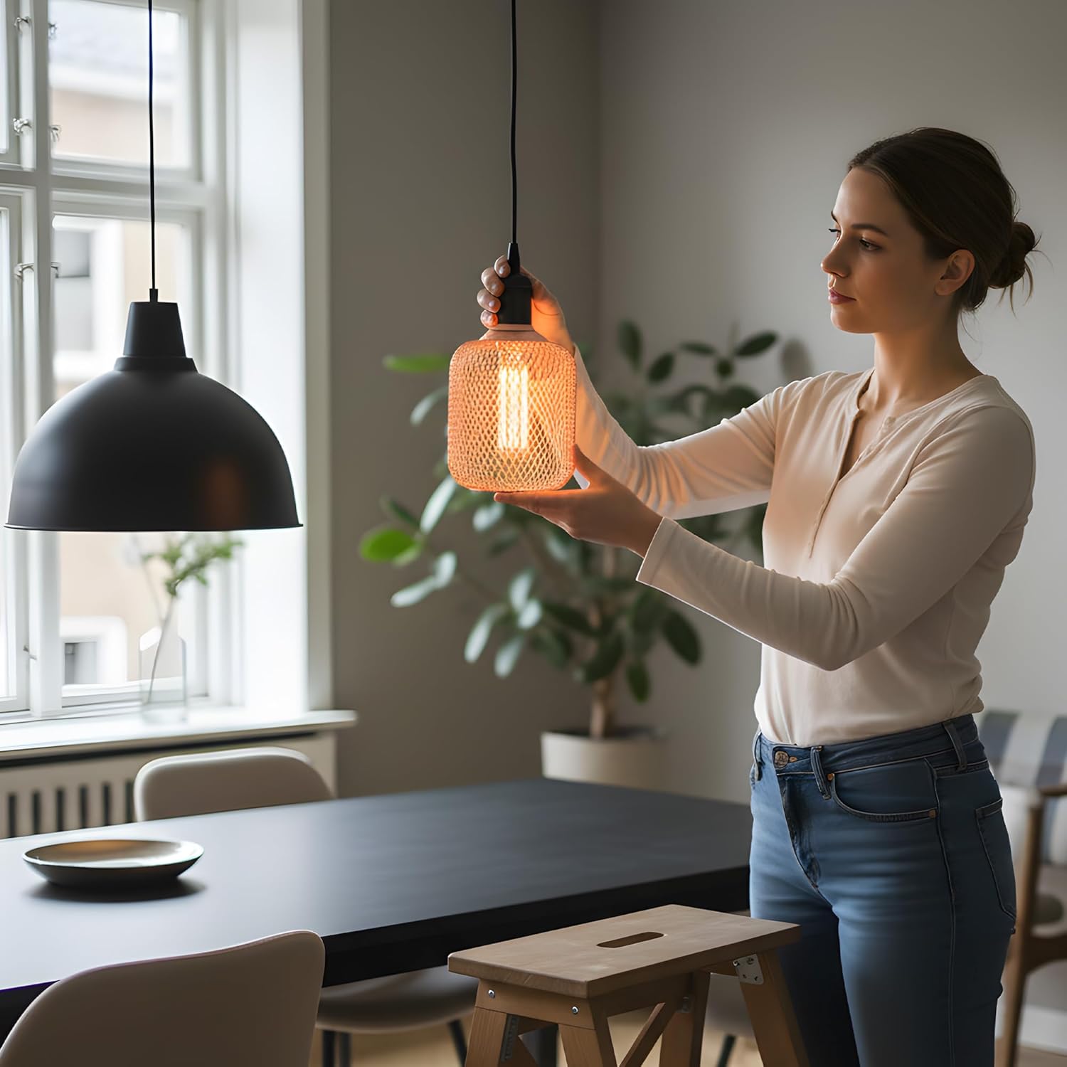 5W Deco Glow Dimmable LED Bulb, Vintage Edison Style, Black Metal Cage Filament