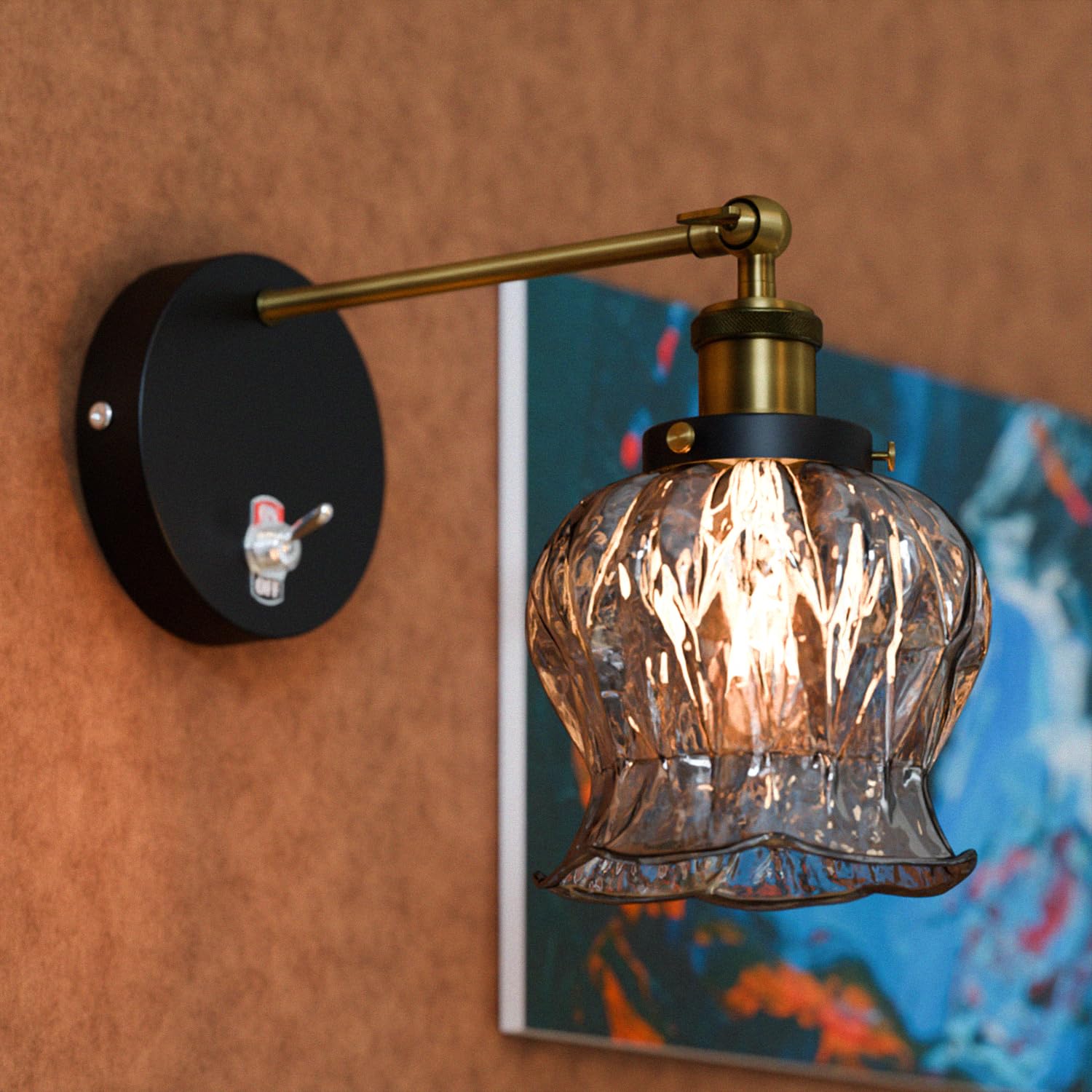 E27 Glass Wall Light With Switch ~6193