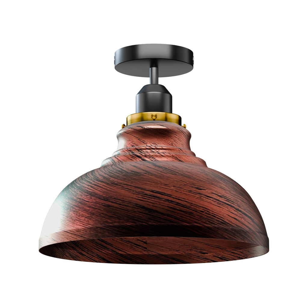 Industrial E27 Semi Flush Mount Ceiling Light Fixture with Dome Metal Shade