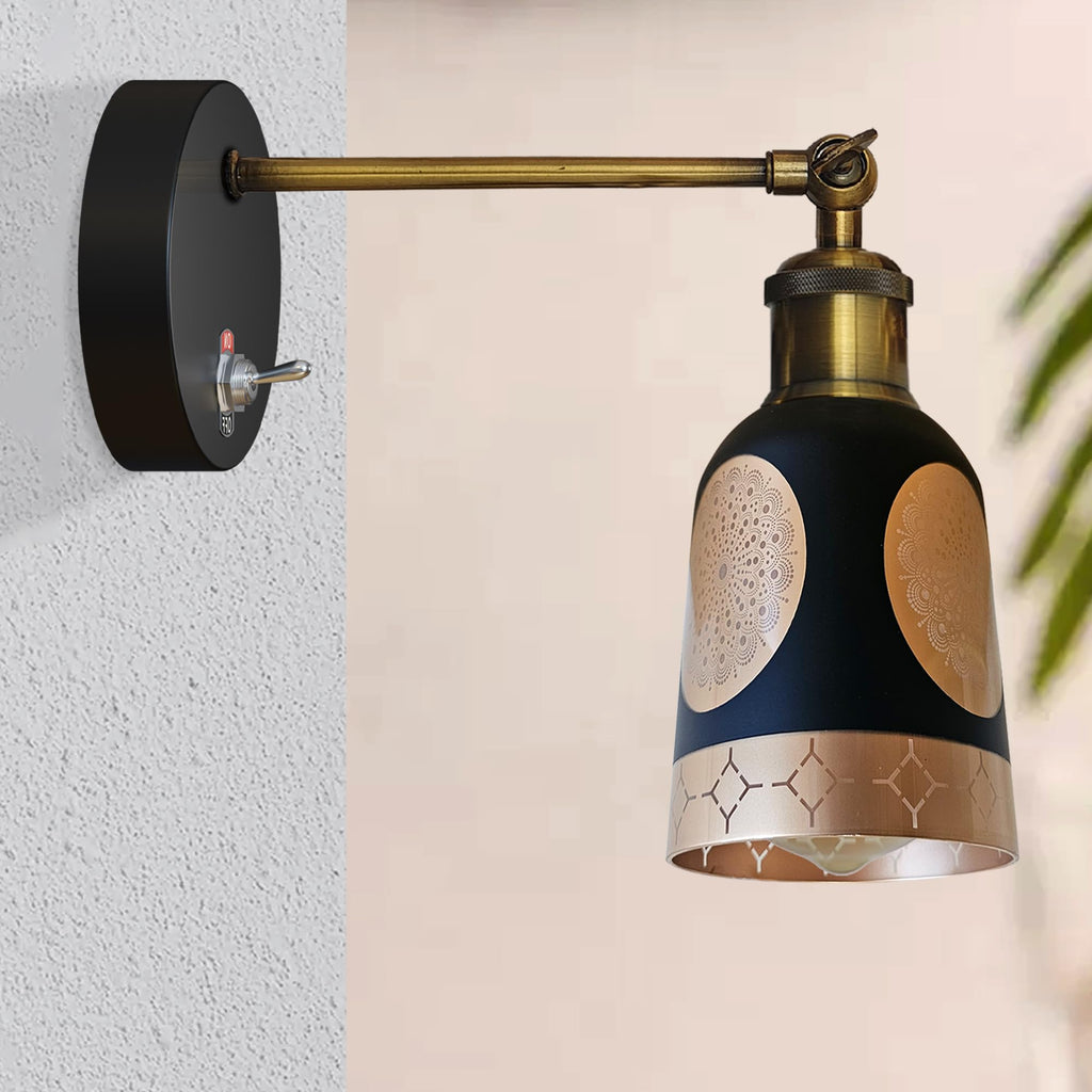 E27 Glass Wall Light With Switch ~6193