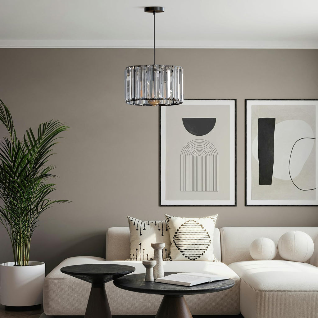 Elegant Crystal Glass Drum Ceiling Lamp Shade - Modern Flush Mount Light Fixture