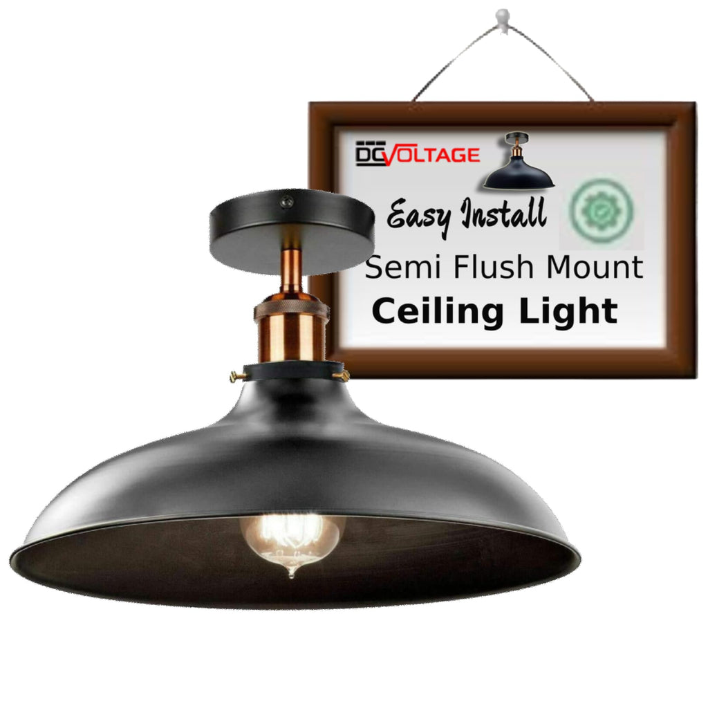 Industrial Metal Ceiling Light Fixture, Vintage E27 Edison Pendant Lamp