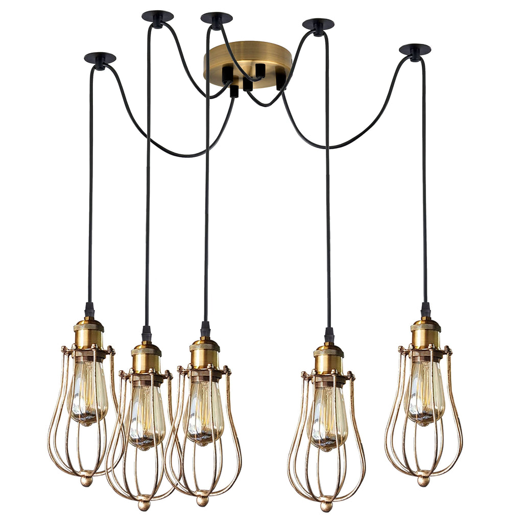 Industrial Modern Copper Finish Adjustable Pendant Light Fixture for Kitchen Home