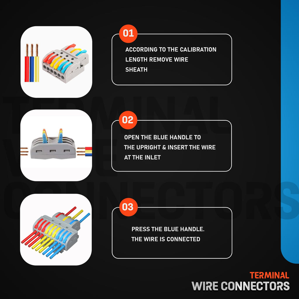 3-Port Lever-Nut Quick Splicing Compact Wire Connectors Terminal Block