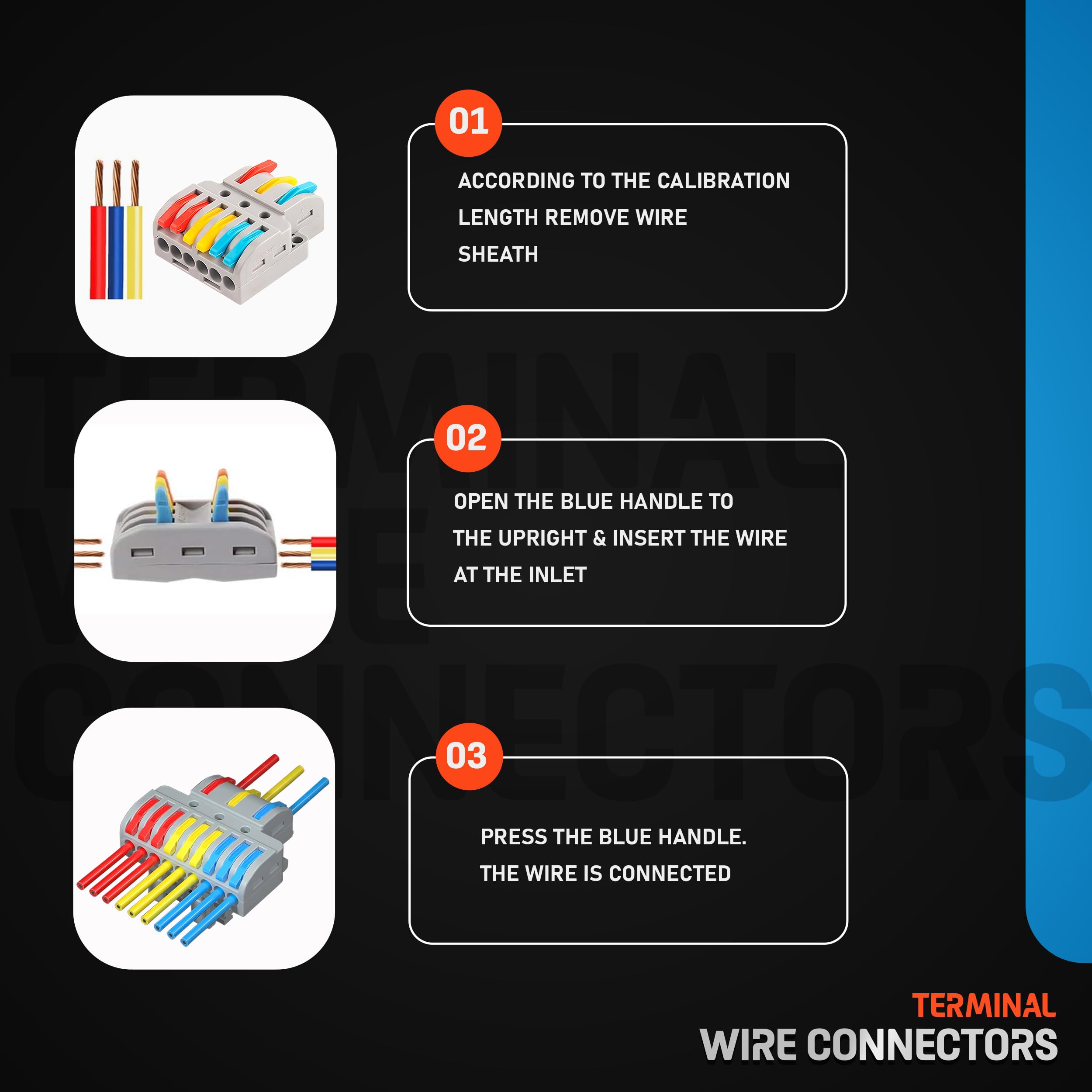 3-Port Lever-Nut Quick Splicing Compact Wire Connectors Terminal Block