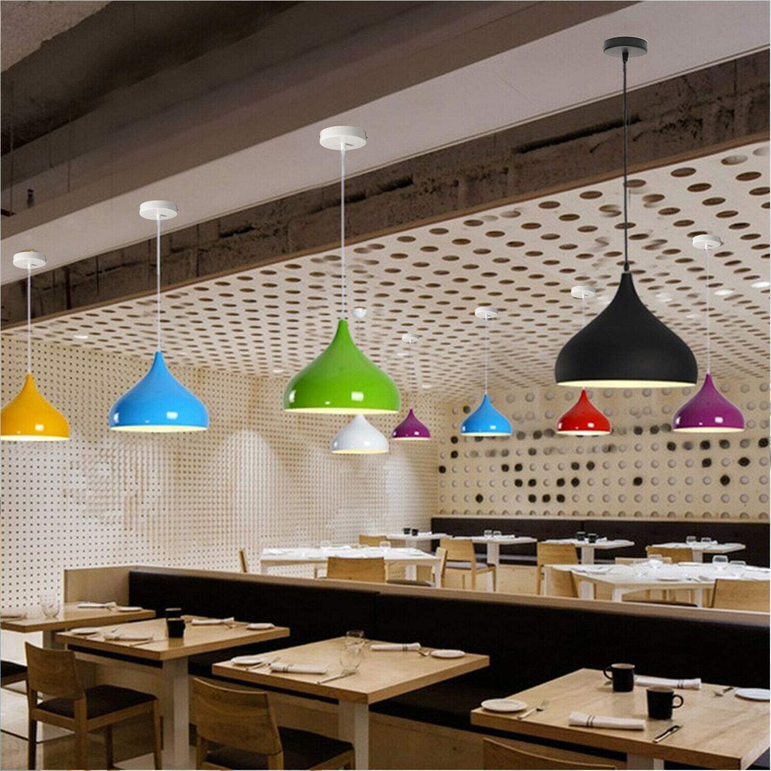 Industrial Vintage Metal Dome Pendant Light Fixture, Dimmable E27 Base Ceiling Lamp