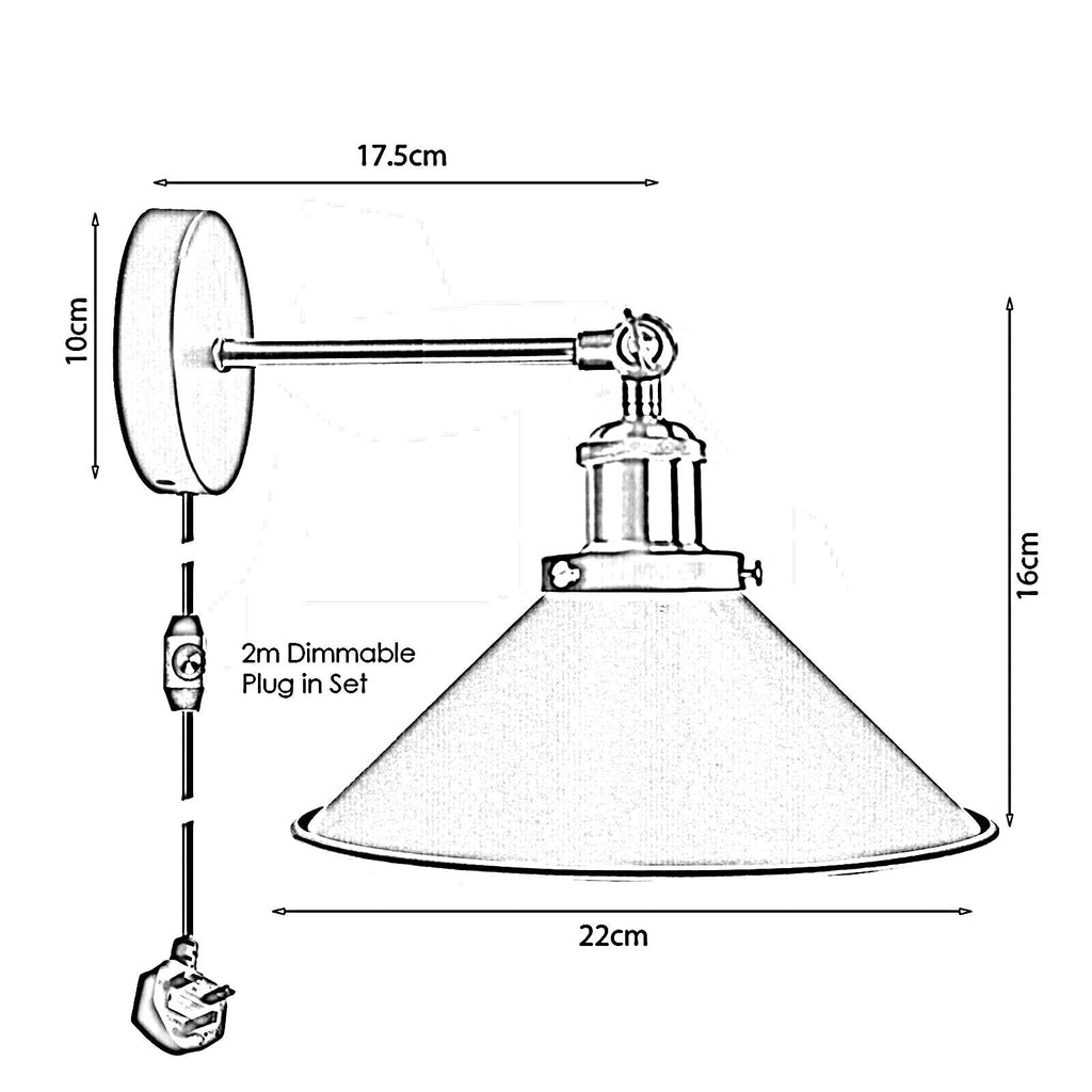 Industrial Indoor Plug in Wall Light with Dimmer ~6332