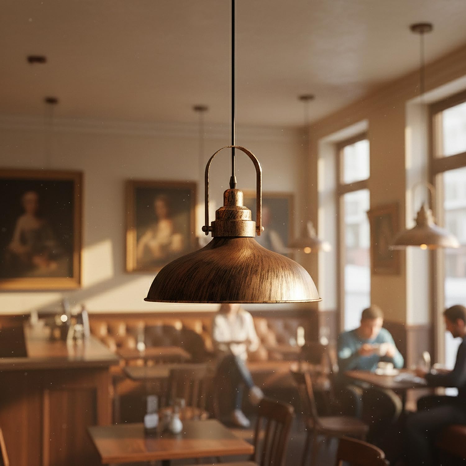 Chic Brushed Copper Metal Vintage Ceiling Pendant Light Fixture, Modern Retro Design