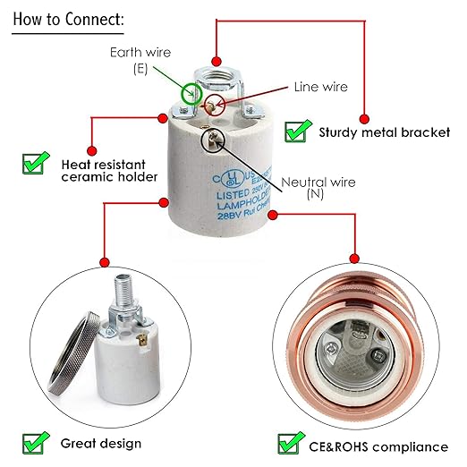 Satin Nickel E27 Industrial Lamp Holder Retro Edison Screw Bulb Fitting Durable Aluminum