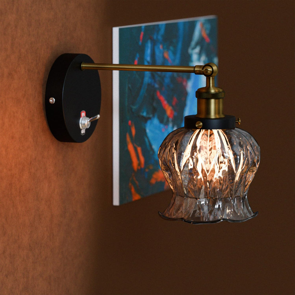 E27 Glass Wall Light With Switch ~6193