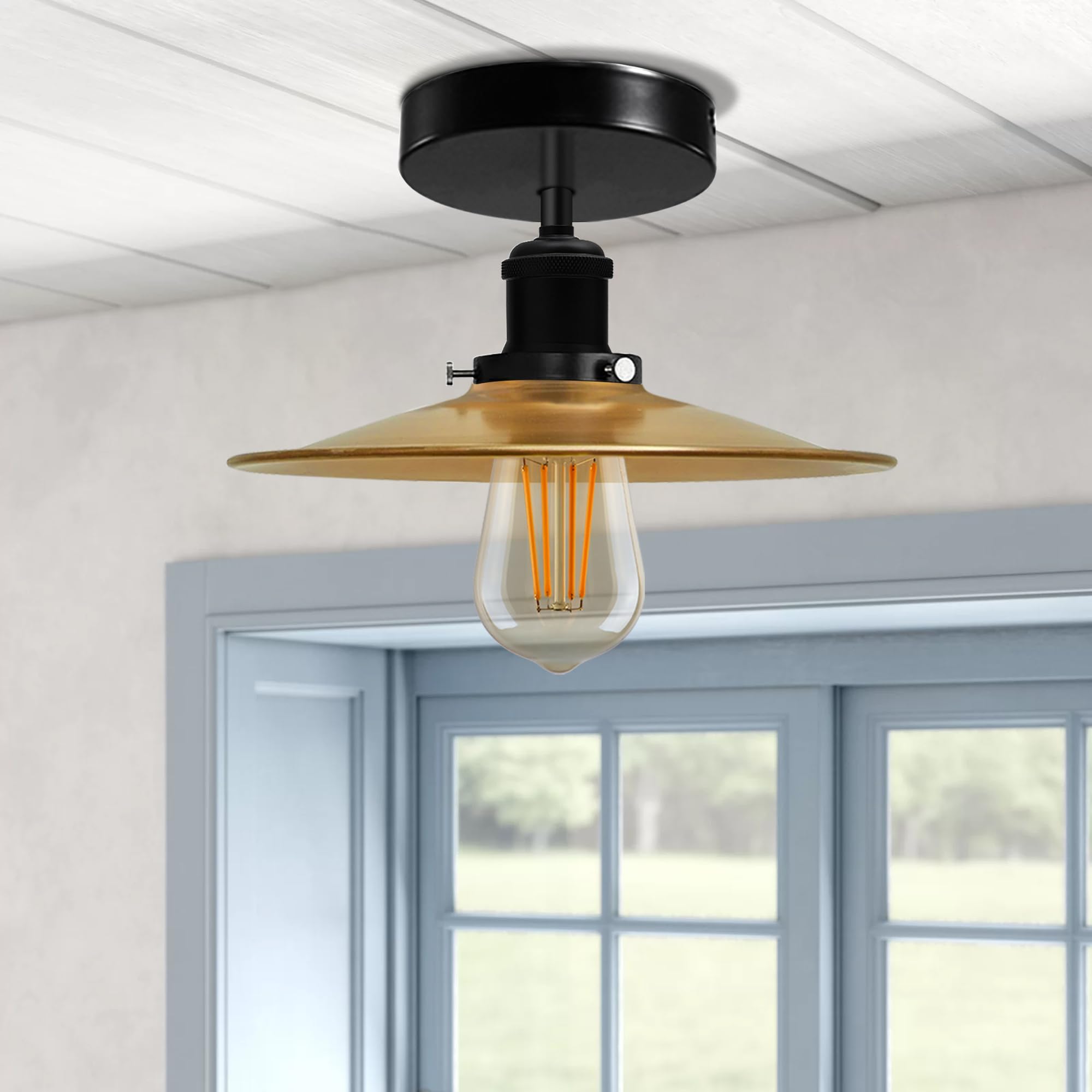 Modern Semi-Flush Mount Industrial Ceiling Light - 6267