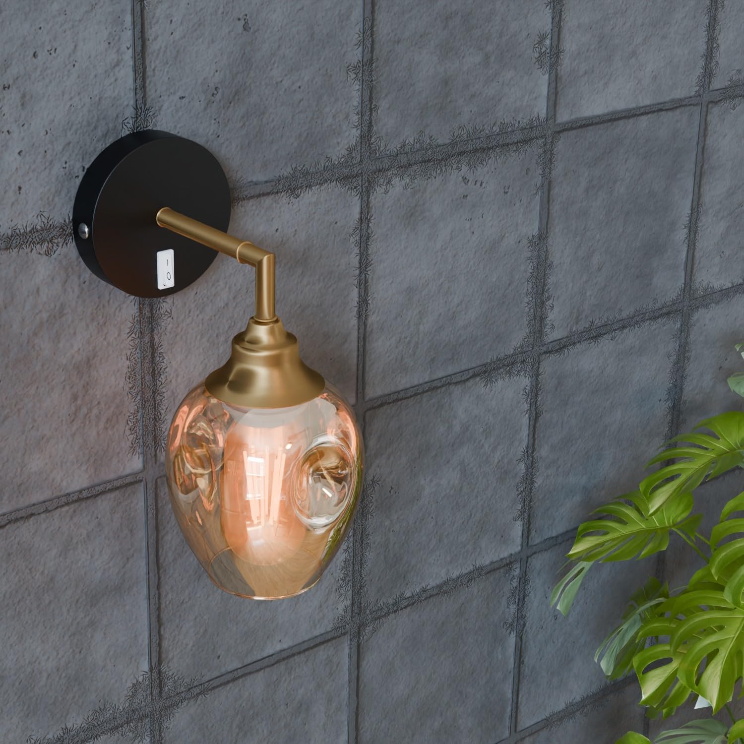 Single Point Drop Metal Ceiling Rose with Integrated Switch for Wall Lights