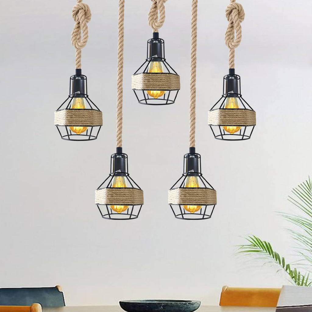Ceiling Pendant Light Metal Hemp Rope Style ~6203