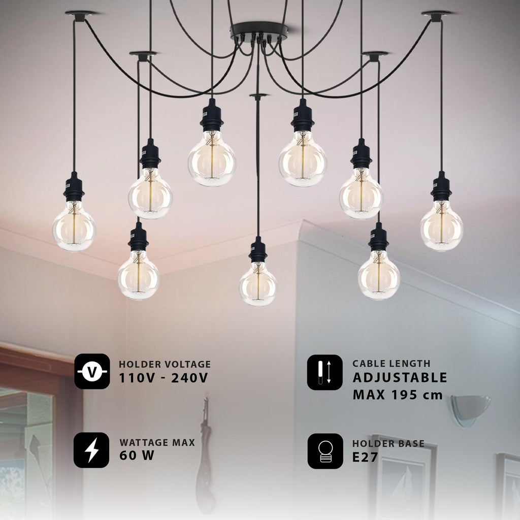 Industrial Vintage E27 Ceiling Chandelier Light ~6298