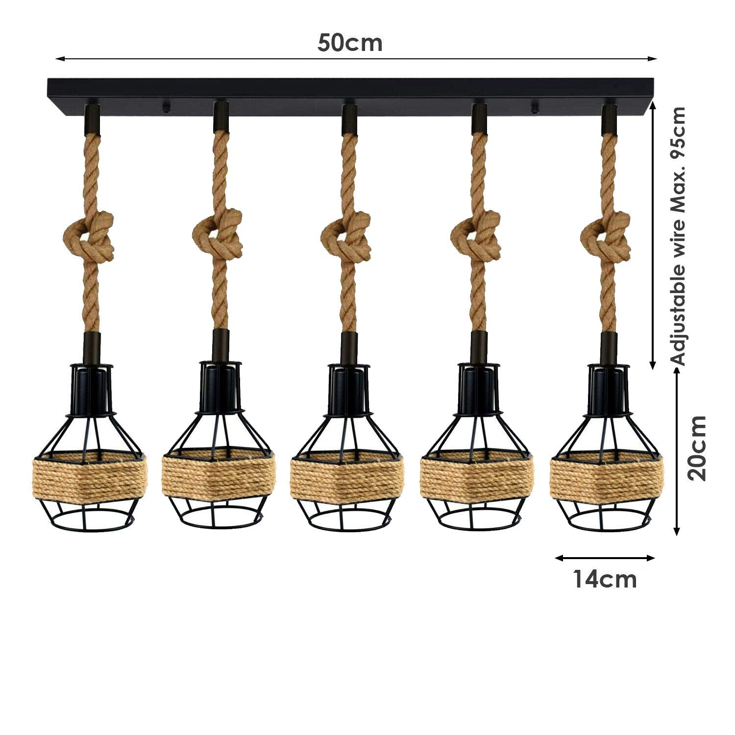 Ceiling Pendant Light Metal Hemp Rope Style ~6203