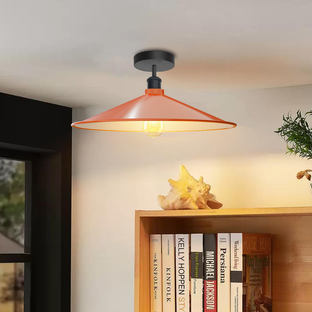 Sleek Industrial LED Flush Mount Ceiling Light, Dimmable, E27 Bulb Compatible