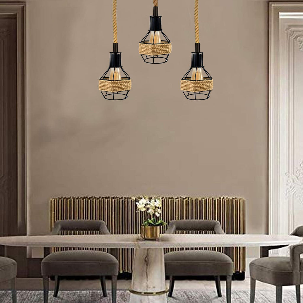 Ceiling Pendant Light Metal Hemp Rope Style ~6203