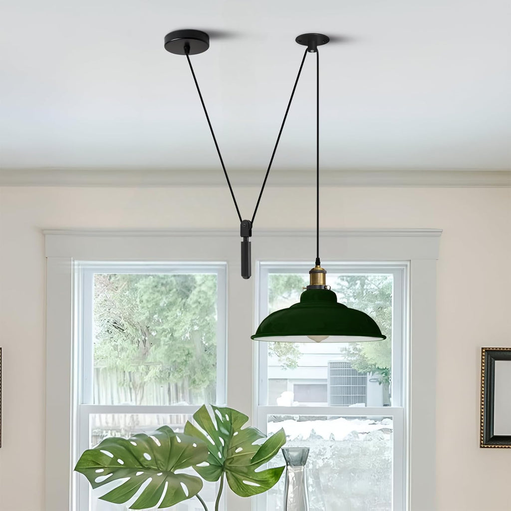 Vintage Industrial Pulley Pendant Light Barn Shade, Adjustable Height, E27 Socket