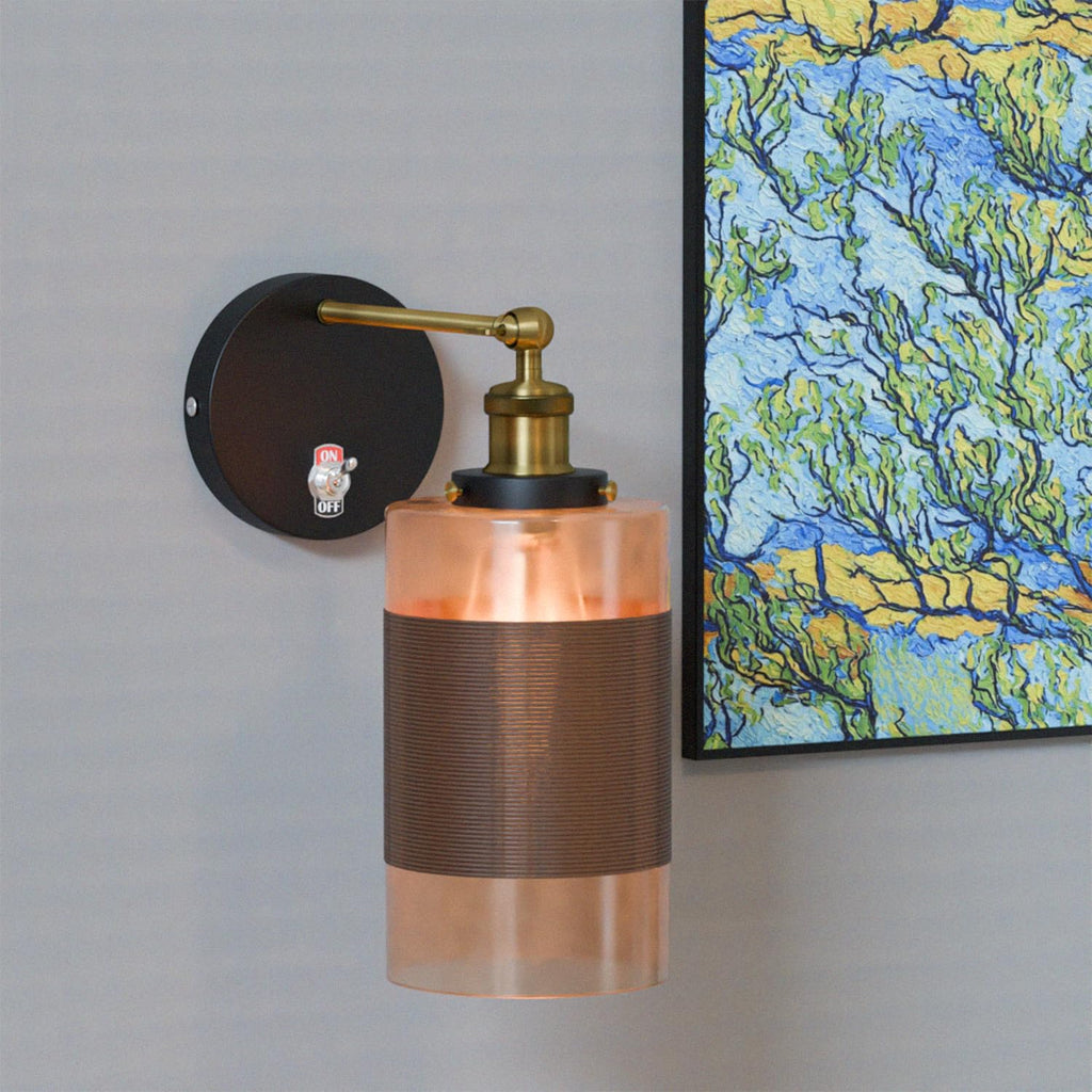 E27 Glass Wall Light With Switch ~6193