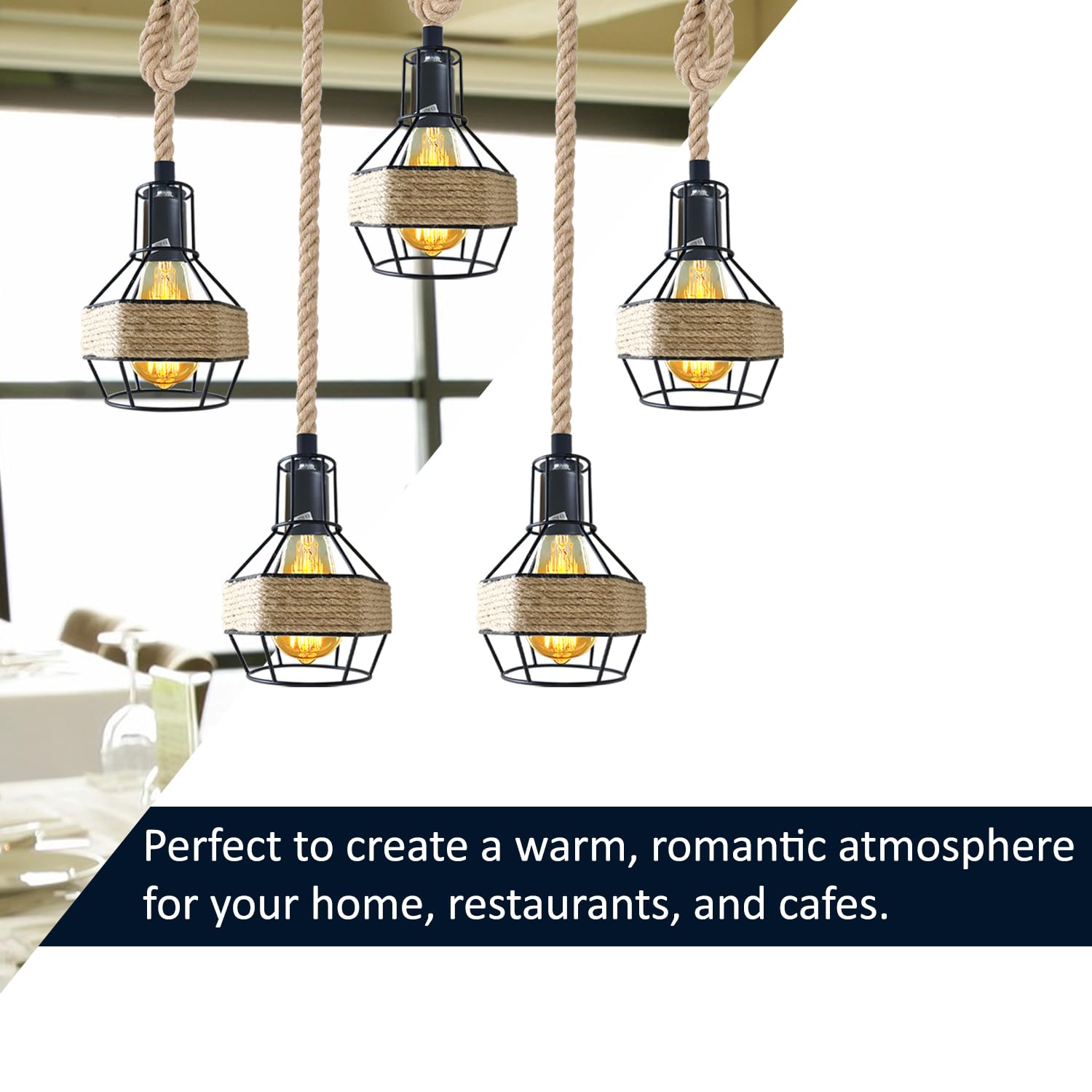 Ceiling Pendant Light Metal Hemp Rope Style ~6203