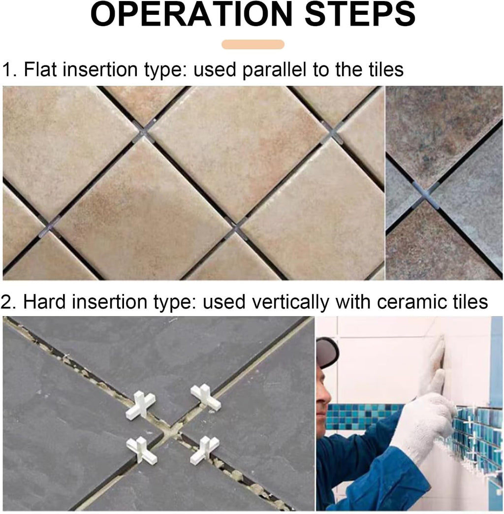 200 Slab Tile Spacers Plastic Cross Shaped ~6243