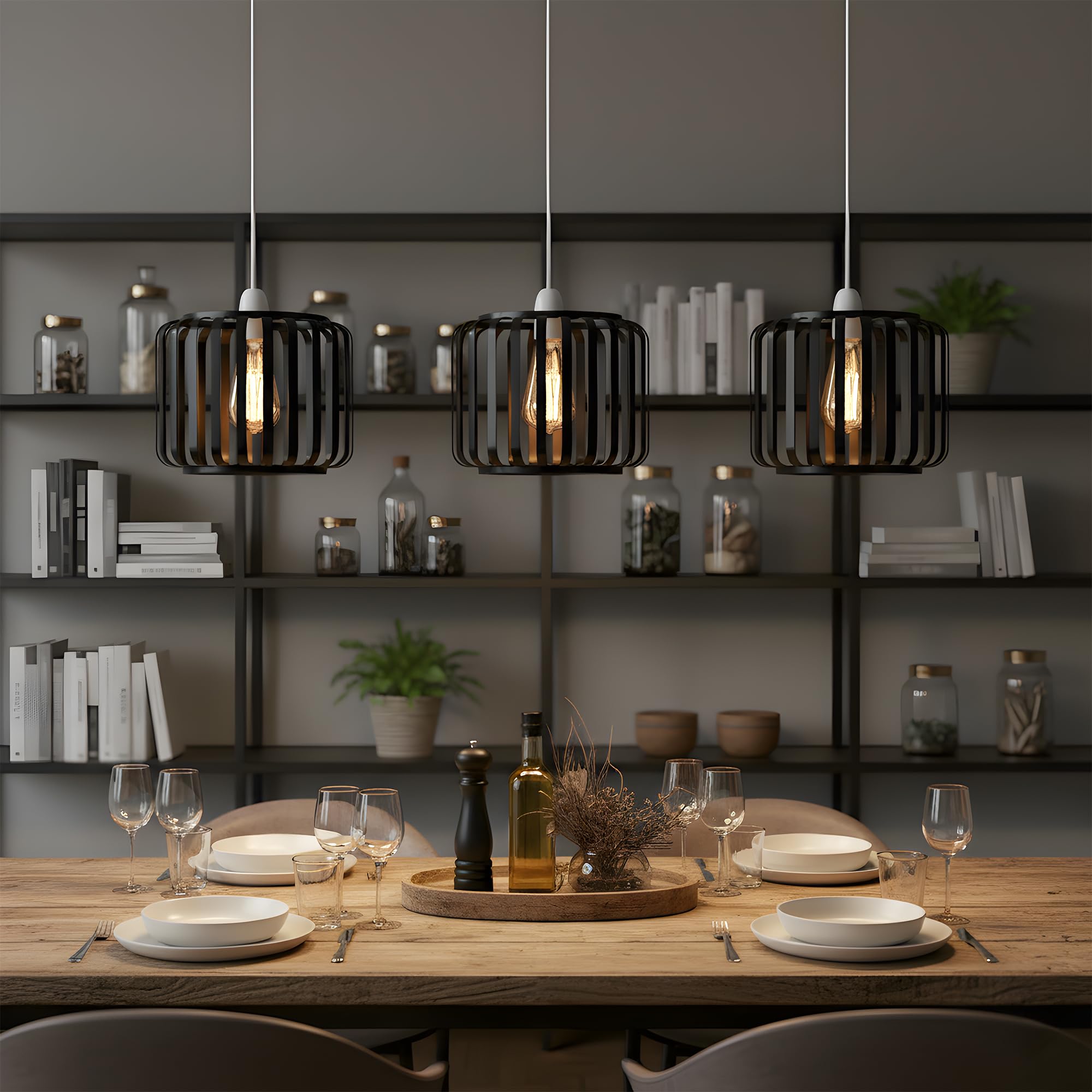 3 Pack Modern Designer E27 Metal Cage Ceiling Light Shades Kit