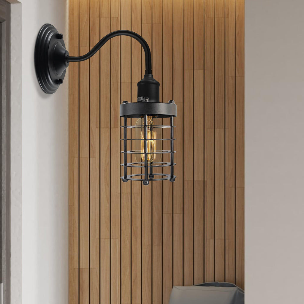 Industrial Vintage Metal Dome Shade Wall Sconce Light with Adjustable Swan Neck