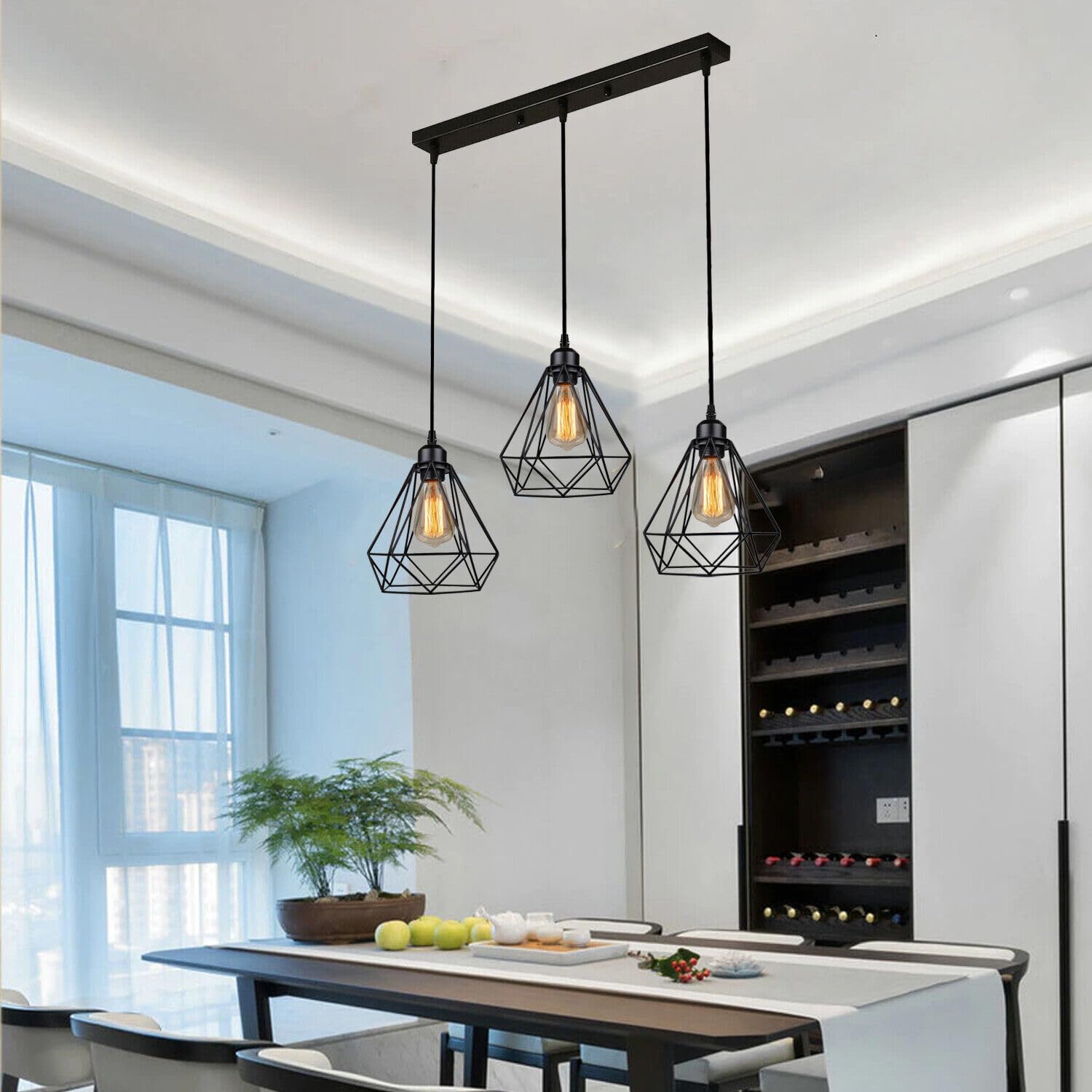 Modern Rectangle 3 Way Ceiling Pendant Light ~6152