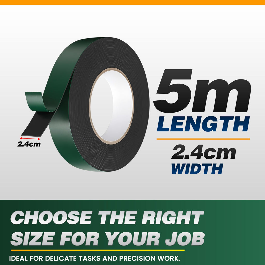 LEDSone Black 2.4cm x 5m Heavy Duty Waterproof Double Sided Tape ~6257