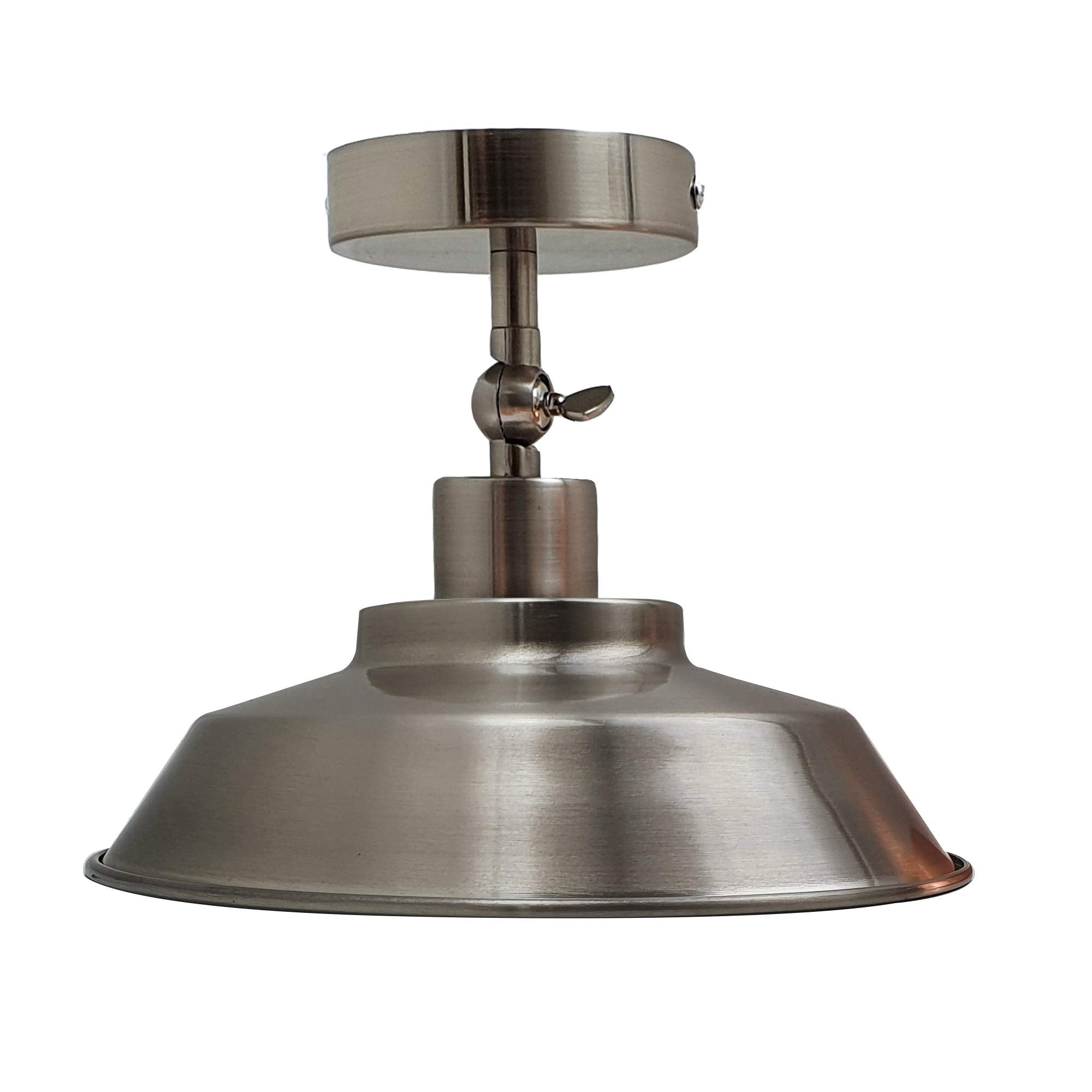 Industrial Flush Mount Ceiling Light | Satin Nickel Curvy Kitchen~6271