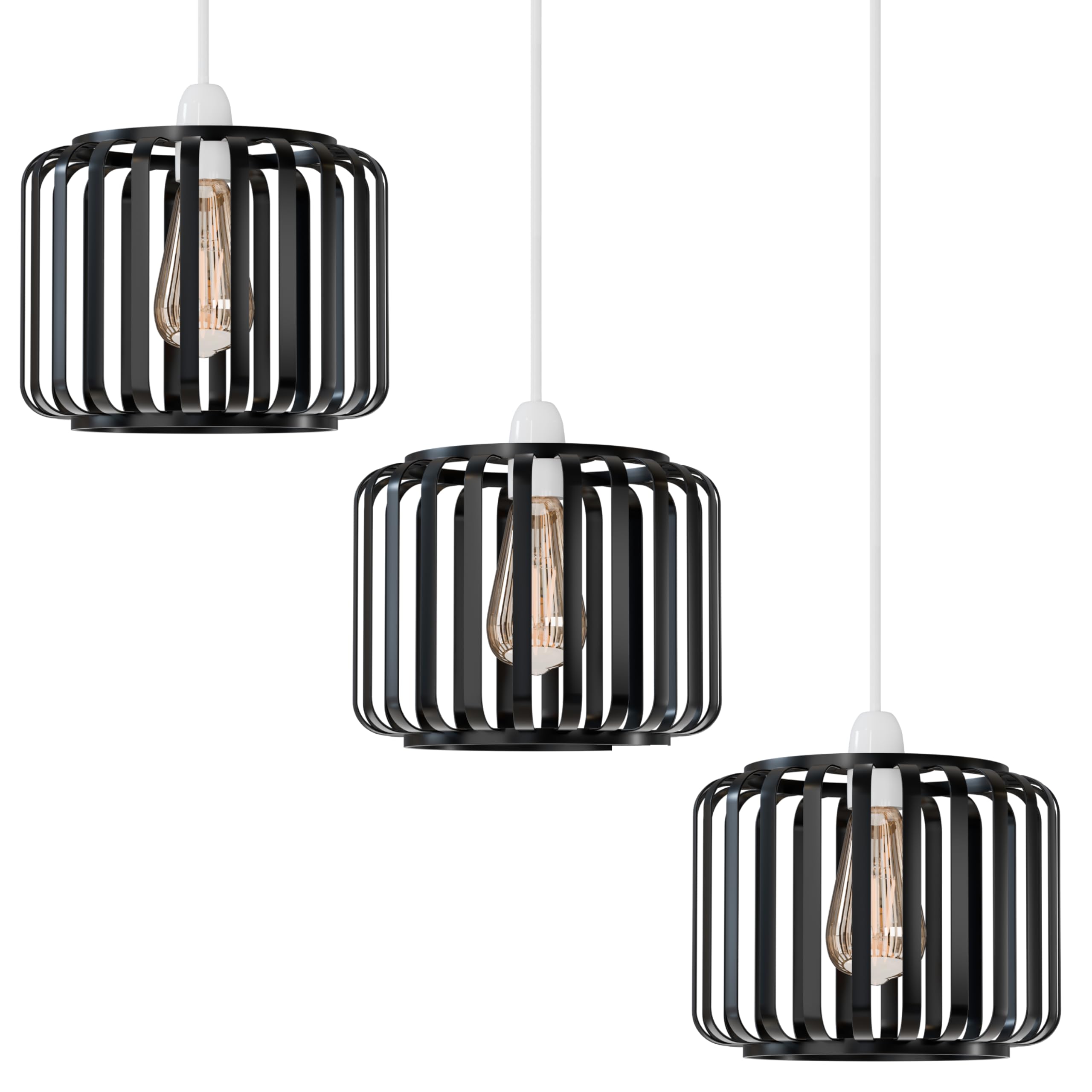 3 Pack Modern Designer E27 Metal Cage Ceiling Light Shades Kit