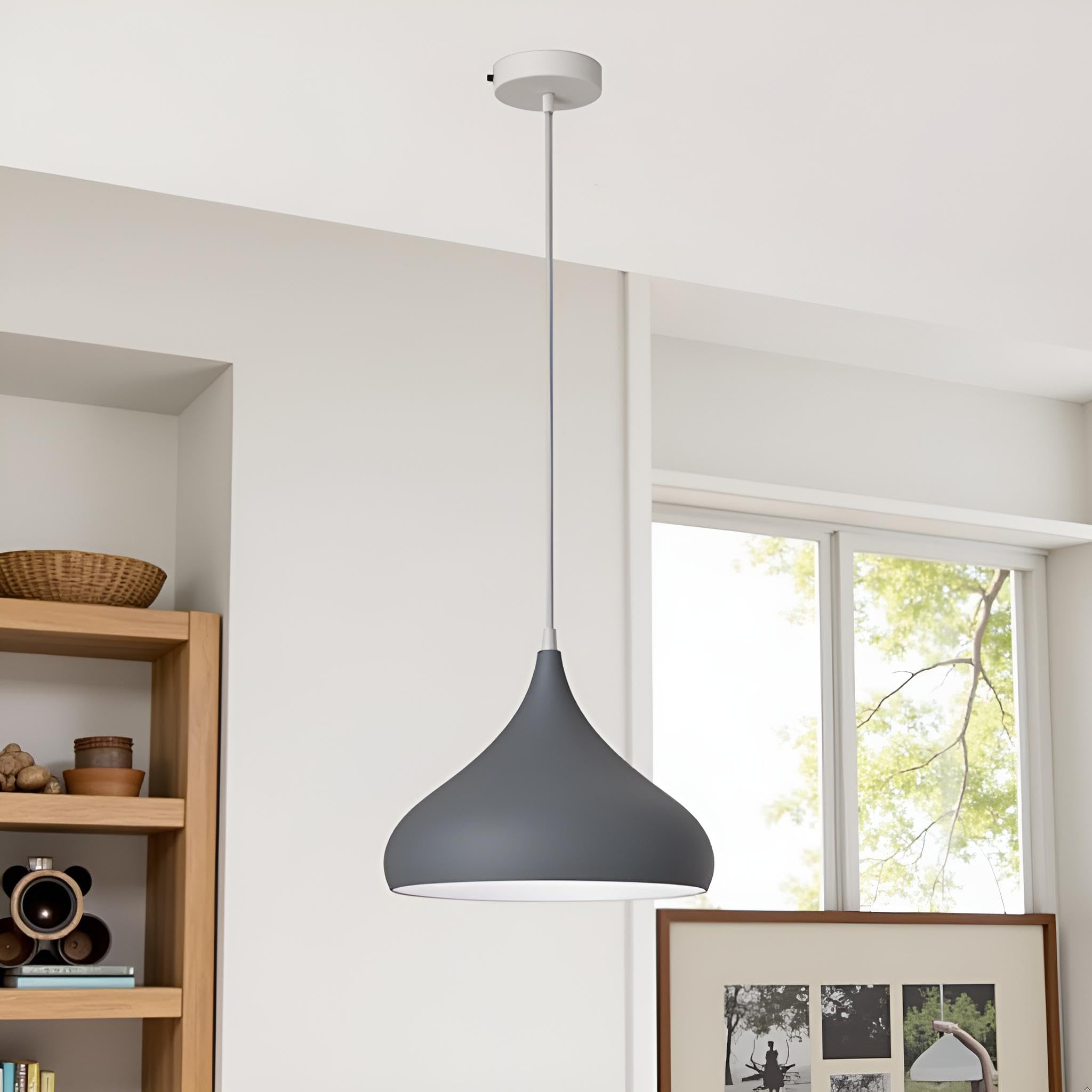 Industrial Vintage Metal Dome Pendant Light Fixture, Dimmable E27 Base Ceiling Lamp