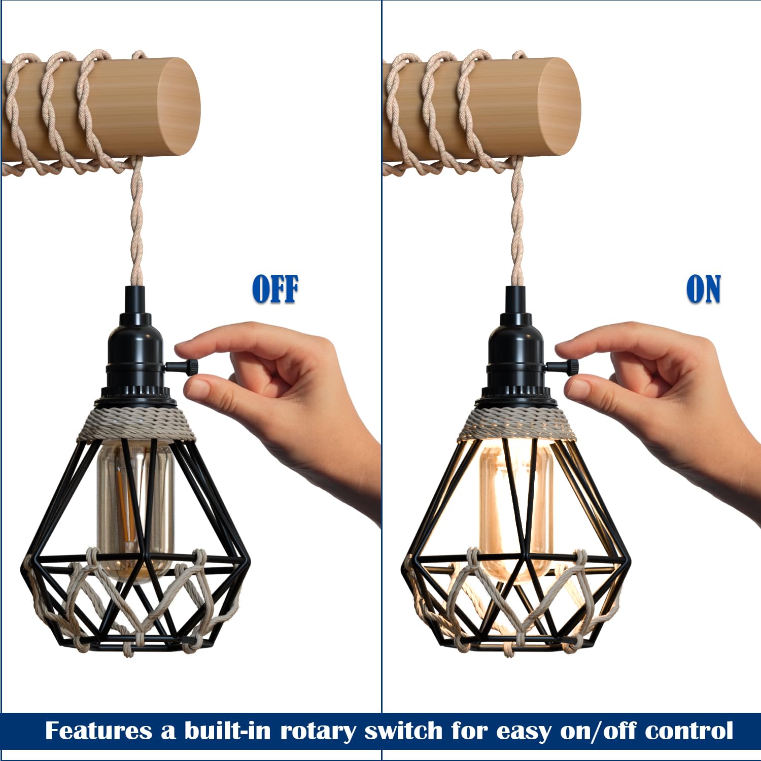 Farmhouse Rustic Industrial Wall Sconce Light Fixture with Metal Cage & Wood