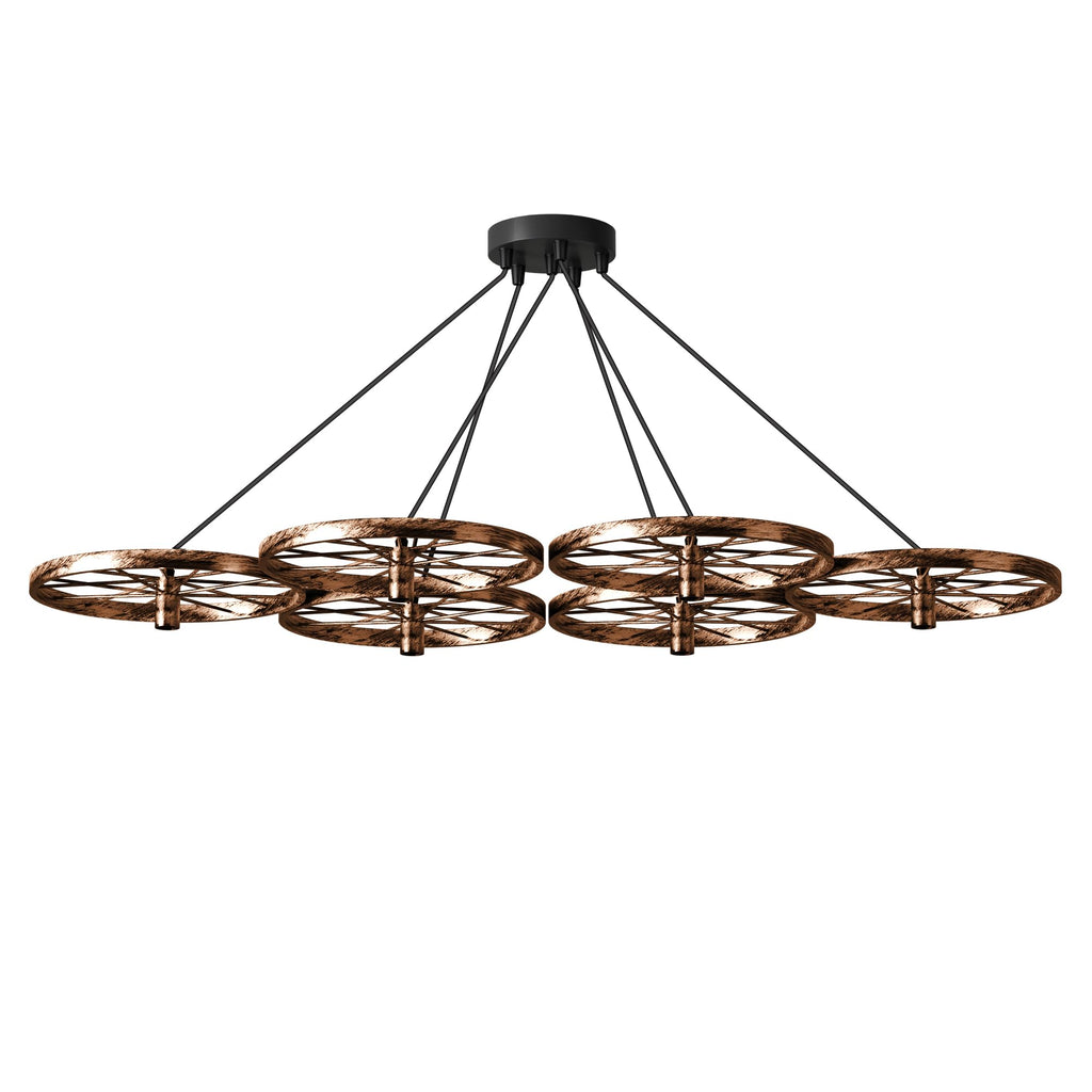 Industrial Vintage Rustic Metal 6-Light Cluster Chandelier Ceiling Fixture