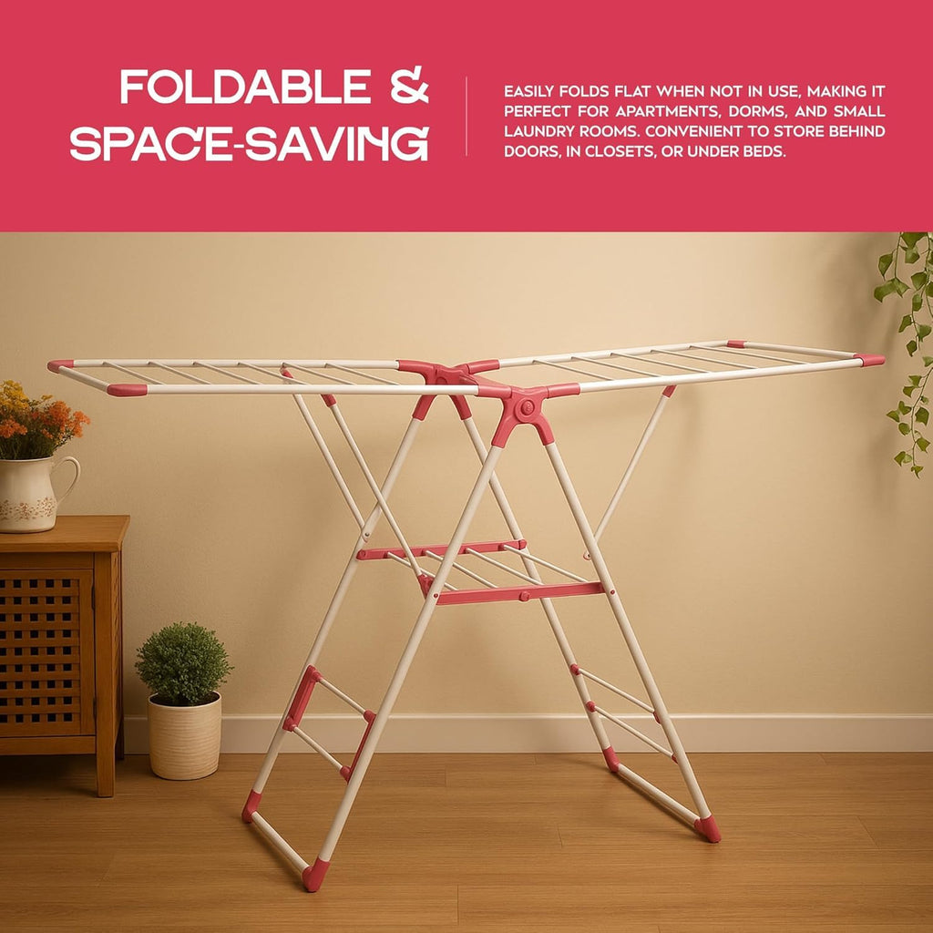 Foldable Compact Multi-Tier Stainless Steel Clothes Drying Rack for Laundry