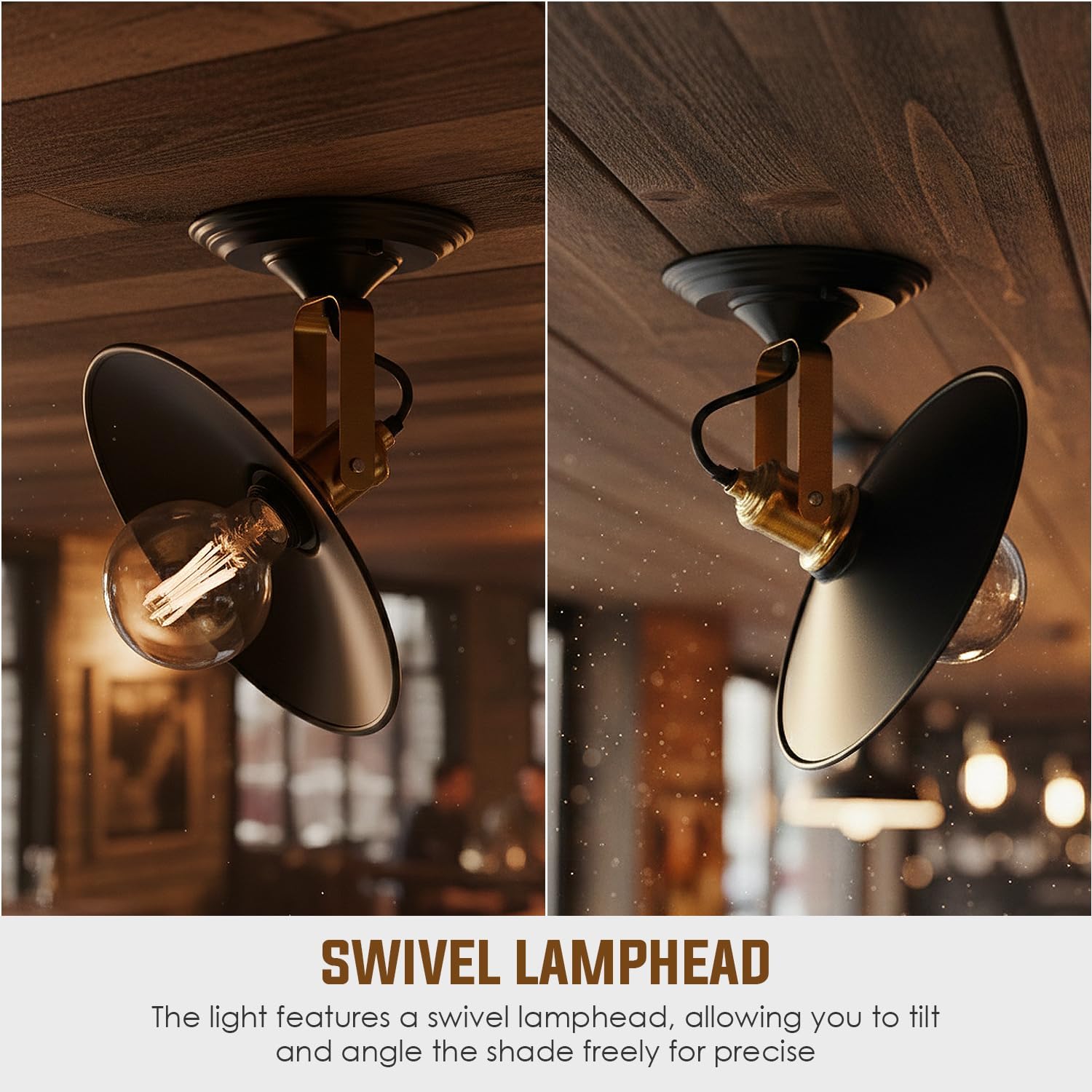 Adjustable Matte Black Flat Shade Industrial Wall Sconce Ceiling Light Fixture