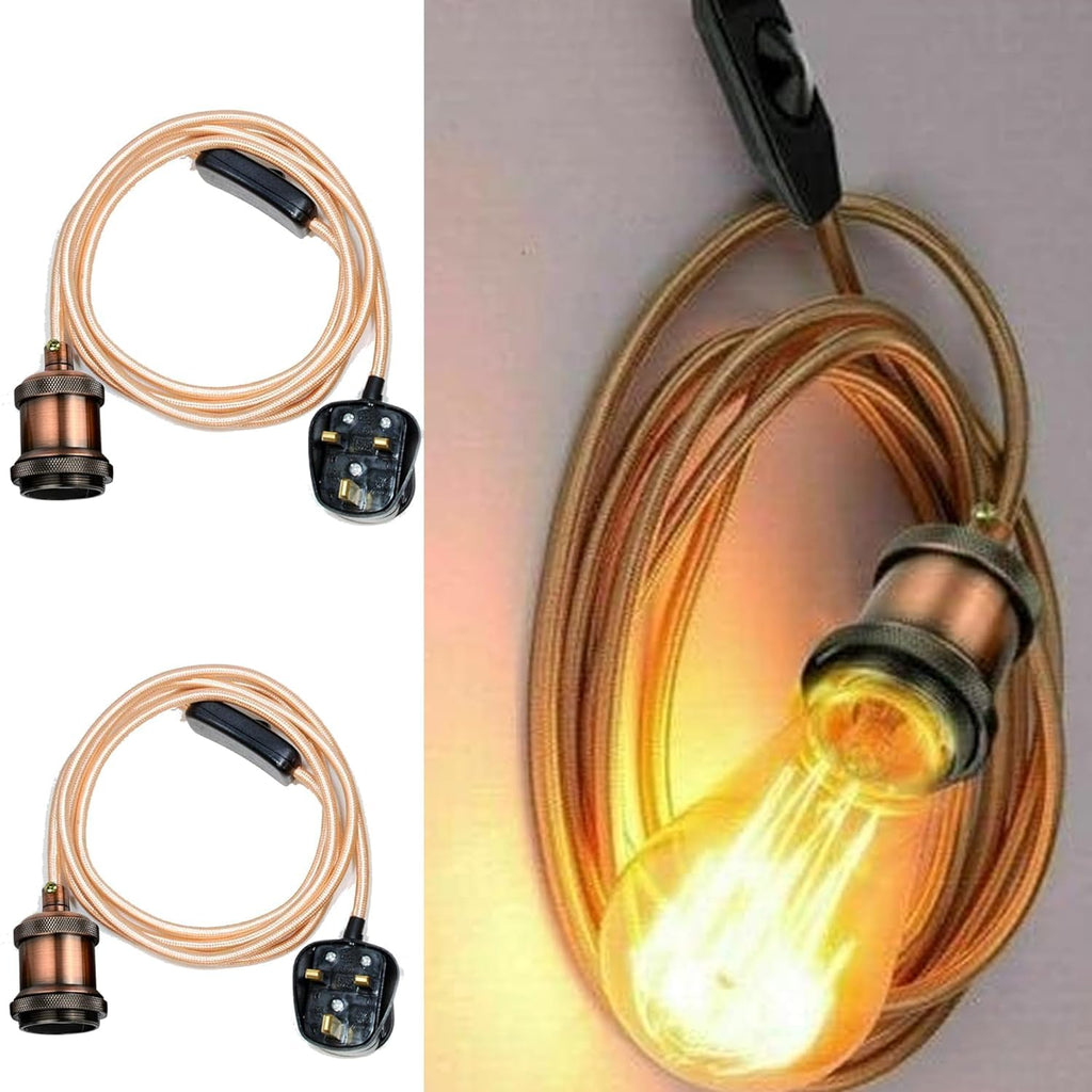 Industrial LED Pendant Light with UK Plug ~6359