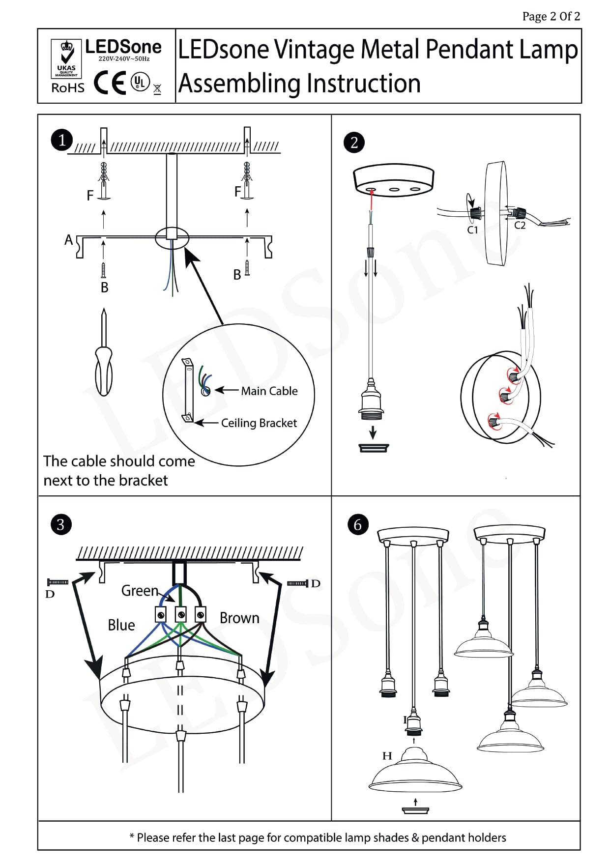 Vintage Industrial Cluster Ceiling Light Fixture ~6311