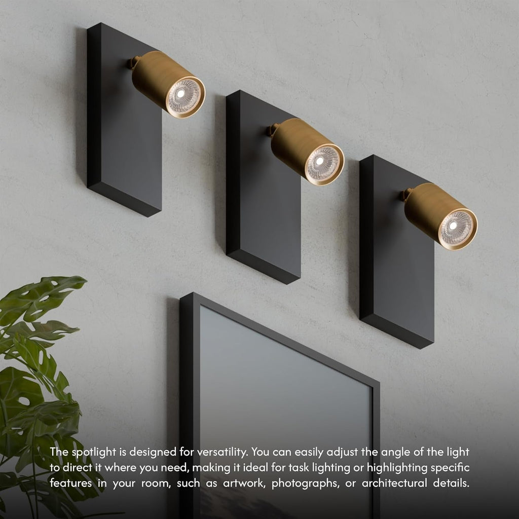 Yellow Brass Wall Spotlight Adjustable Rotating LED Light Feature~6146